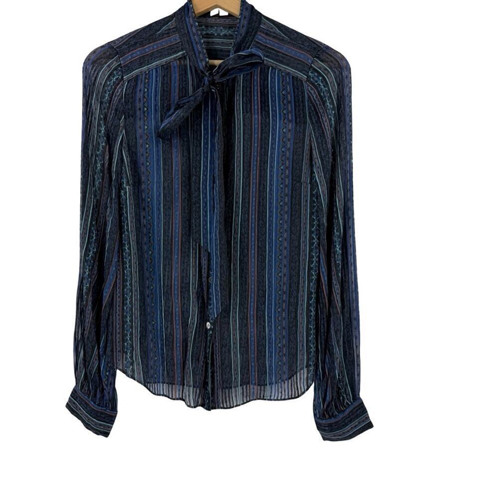 Veronica Beard Mixed Stripe Button Blouse Top Sz 0 - image 3